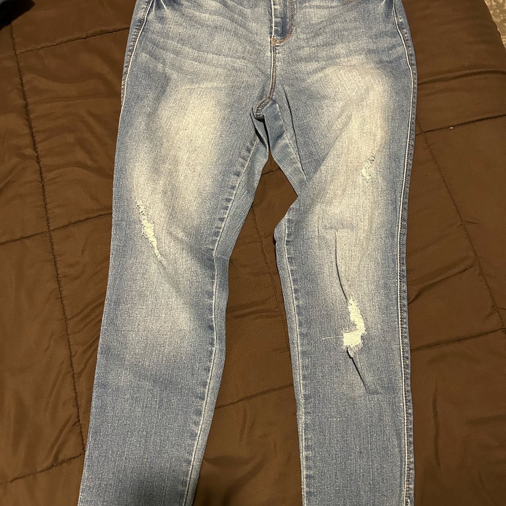 1822 Denim Blue Skinny Jeans Distressed Vintage